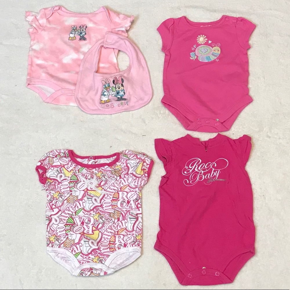 Babygirl Lot of Onesies and Bib! Disney, Rocawear